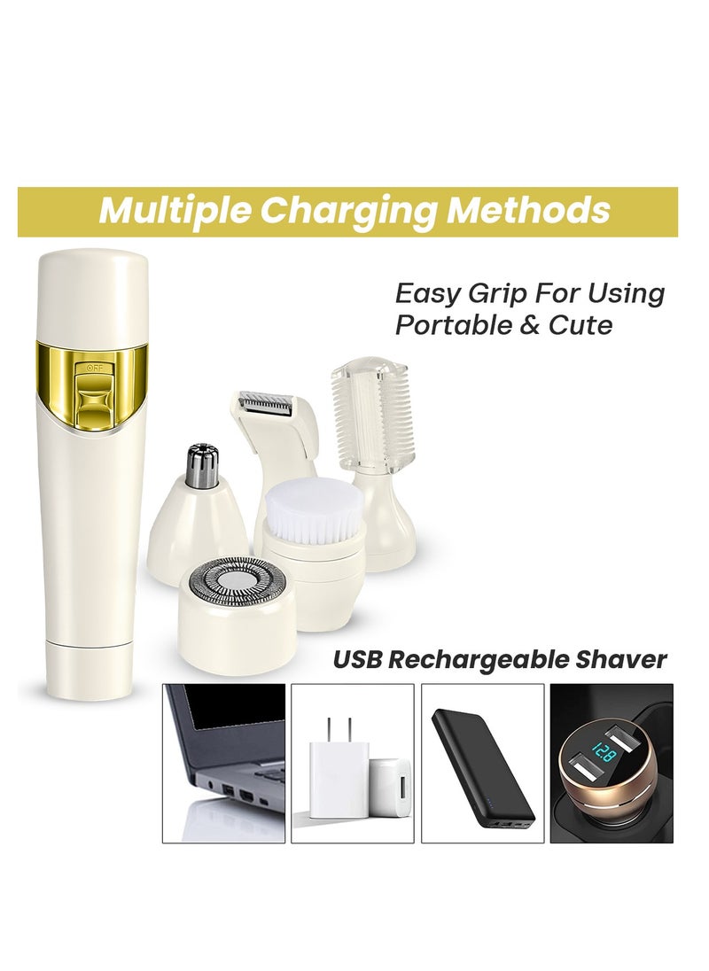 DINGLING - DINGLING RF-110 5-in-1 Women's Grooming Kit USB Rechargeable Multi-Trimmer Set with Facial Brush Nose Eyebrow Bikini Body Shaver Electric Hair Removal Device – 5V 3W - Image 1