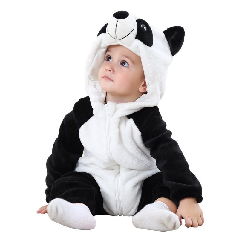 MICHLEY MICHLEY Unisex Baby Winter Hooded Romper Flannel Panda Style Cosplay Clothes70cm25monthsPanda