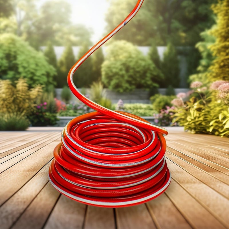 Berrylook Berry Garden Water Hose - 25 Meter 4-Layers PVC Material Red 3/4 Inch Yard Hose Kink Resistant Radial Braided - Image 2
