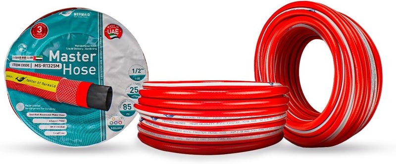 Berrylook Berry Garden Water Hose - 25 Meter 4-Layers PVC Material Red 3/4 Inch Yard Hose Kink Resistant Radial Braided - Image 3