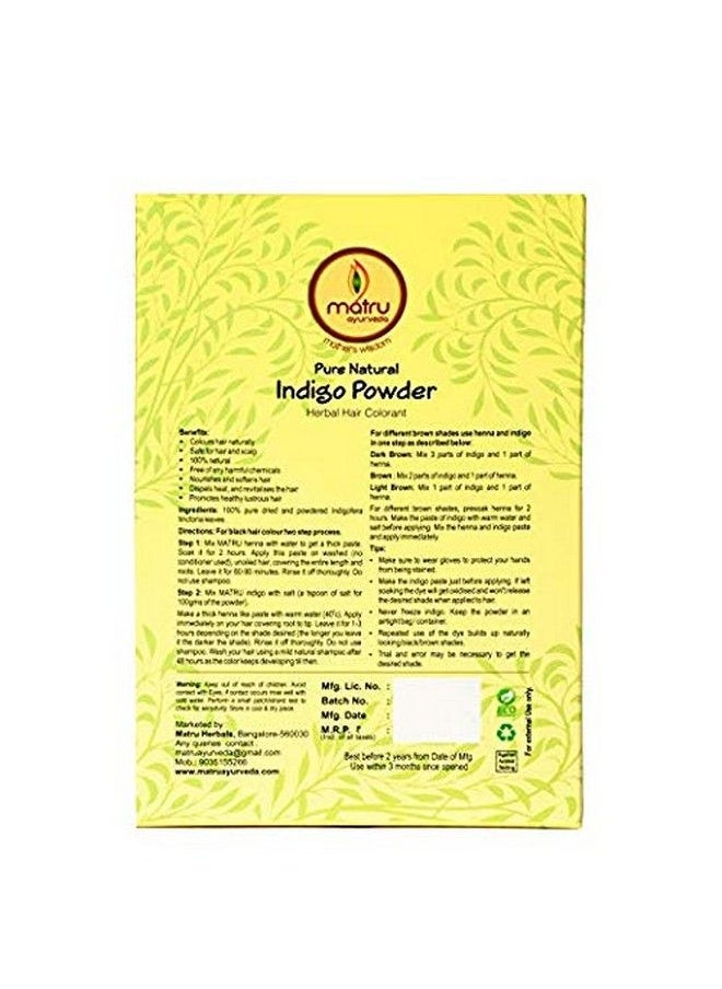 MATRU AYURVEDA مسحوق أوراق النيلي الهندي الطبيعي النقي 100 جرام للشعر/صبغ اللحية الأيورفيدا/لون الشعر العشبي/نيليماري/نيلي/نيليني/أفيري/نيلا/نيل/وسما/نيلي آكو بودي/نيلي أفوري/إنديجوفيرا تينكتوريا  - Image 4