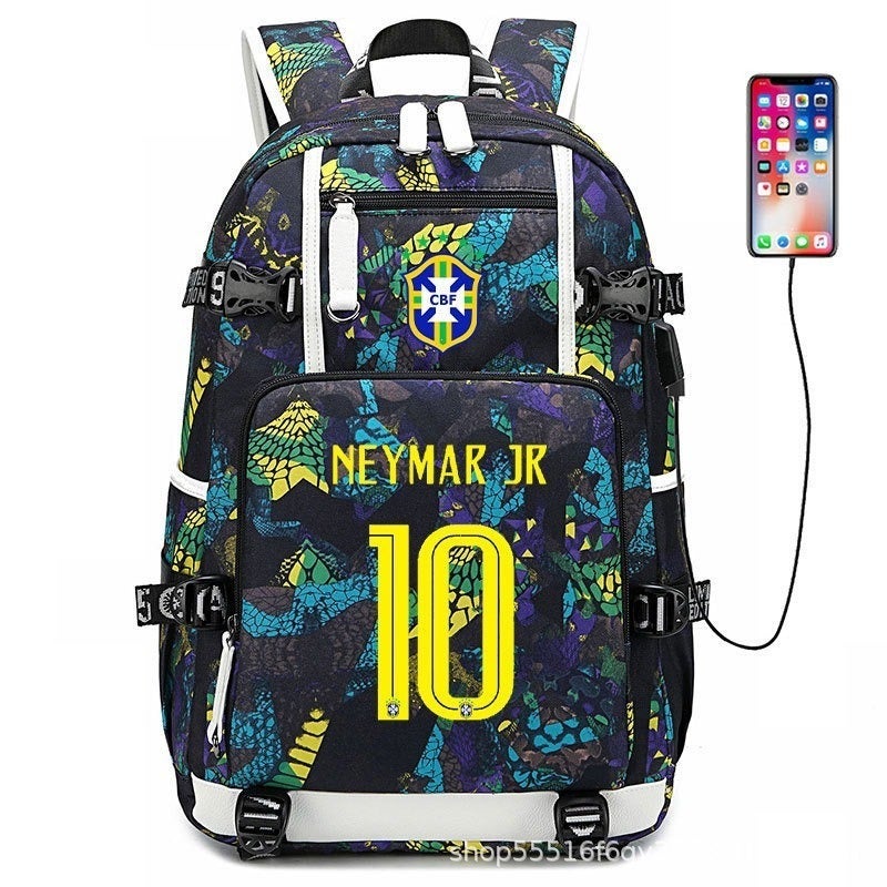 Football Star Backpack for Kids & Adults - Large Capacity Sports Backpack with USB Port, Waterproof Oxford Fabric, Breathable & Durable, Ideal for Soccer, Basketball, Gym, Travel