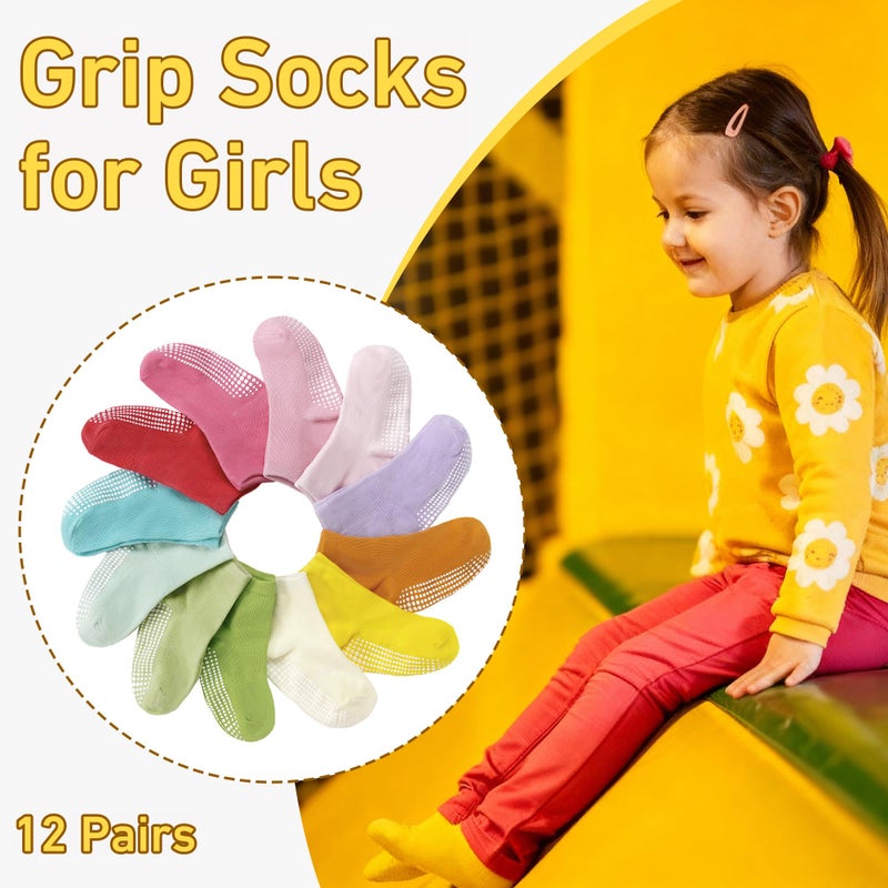 GRPSKCOS Toddler Non Slip Socks 12 Pairs Girls Grip Socks Anti Skid Sock for Girlsï¼ˆ#1 Multicolor, 1-3T - Image 5