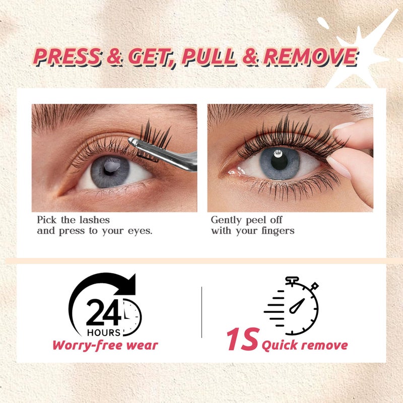 GAQQI Self Adhesive Lash Clusters, Pre Glued Eyelashes 10-14mm Wispy Cluster Lashes, Press On No Glue False Eyelashes, Strong Adhesive & Reusable Gluelessï¼ˆPG4ï¼‰ - Image 5
