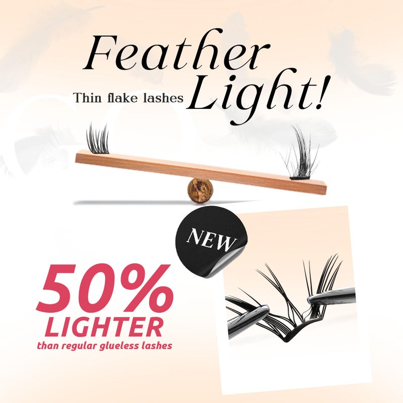 GAQQI Self Adhesive Lash Clusters, Pre Glued Eyelashes 10-14mm Wispy Cluster Lashes, Press On No Glue False Eyelashes, Strong Adhesive & Reusable Gluelessï¼ˆPG4ï¼‰ - Image 3