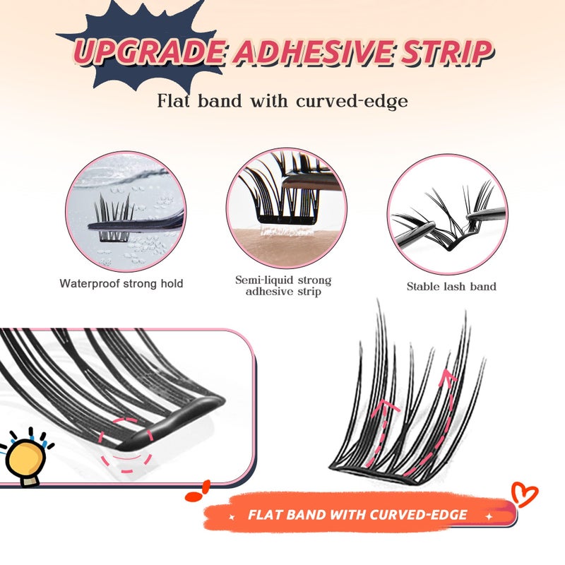 GAQQI Self Adhesive Lash Clusters, Pre Glued Eyelashes 10-14mm Wispy Cluster Lashes, Press On No Glue False Eyelashes, Strong Adhesive & Reusable Gluelessï¼ˆPG4ï¼‰ - Image 2