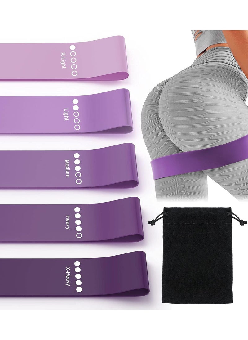 Cuken - 5 Pcs Resistance Bands Set Resistance Exercise Band Assorted Pounds Strength Training Exercise Resistance Loops Stretch Bands, Gym Fitness Yoga Workout Resistance Loops Bands, Purple - Image 1