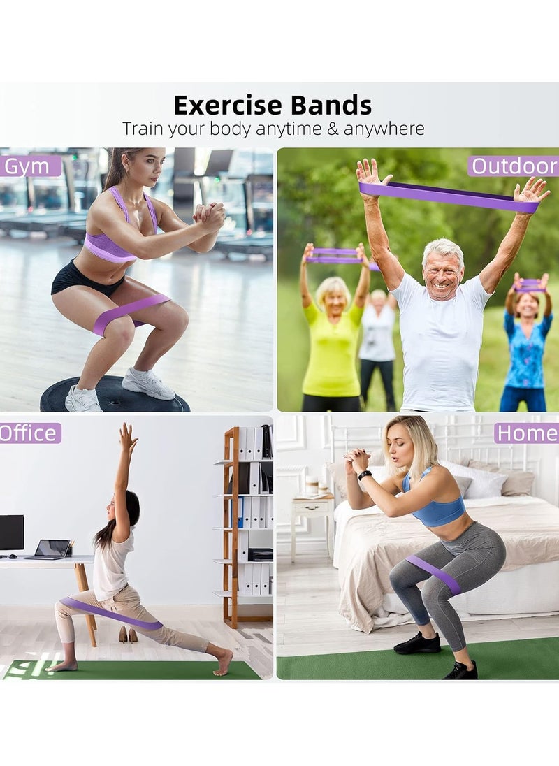 Cuken - 5 Pcs Resistance Bands Set Resistance Exercise Band Assorted Pounds Strength Training Exercise Resistance Loops Stretch Bands, Gym Fitness Yoga Workout Resistance Loops Bands, Purple - Image 1