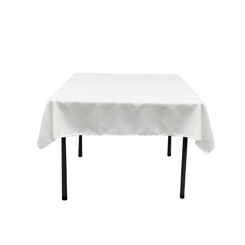 LA Linen Polyester Poplin Washable Square Tablecloth Stain and Wrinkle Resistant Square Table Cover 52x52 Fabric Table Cloth Square for Dining Kitchen Party Holiday 52 by 52Inch White