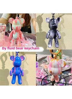 Generic Fluid Bear Handmade Diy Key Chain Fluid Rabbit Dragon Violent Bear Key Chain Small Pendant Activity Gift-Color:2 Keychain Bears + 4 Colors Of Your Choice 22ml + One Material Package  - Image 5