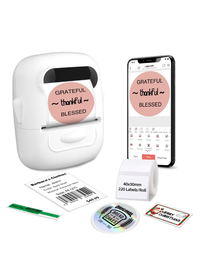 Marklife P50 Inkless Thermal Label Printer, Black & White Bluetooth Barcode Label Maker Machine, Portable Label Maker with 1 Roll Paper (40x30mm) for Address, Clothing, Jewelry, Retail, Home & Office Organization (White)(Not for Photo Printing) - Image 2