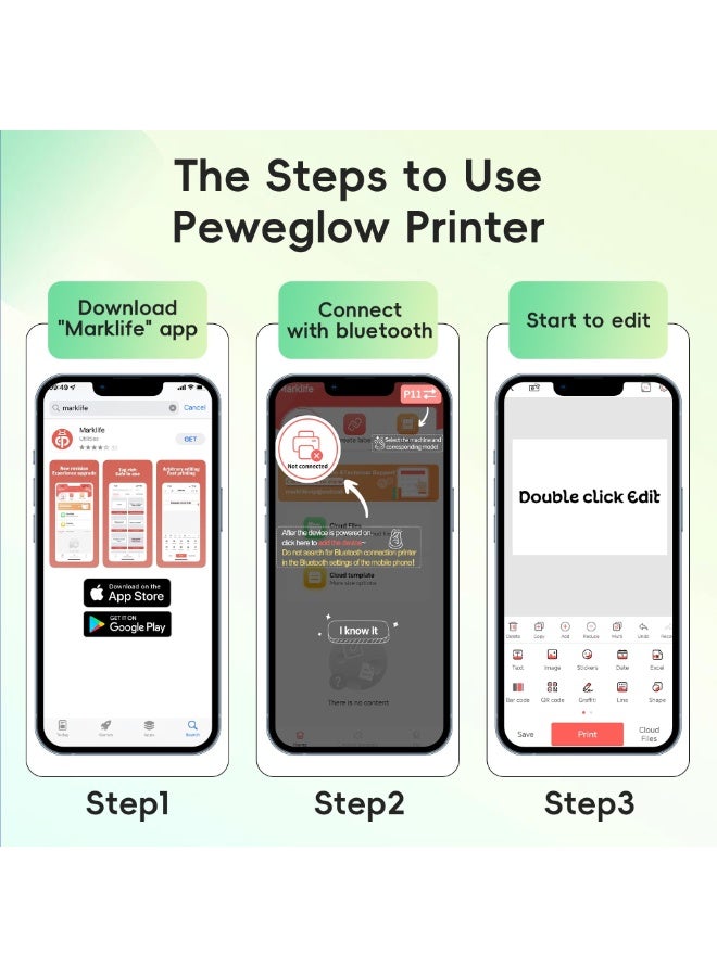 Marklife P50 Inkless Thermal Label Printer, Black & White Bluetooth Barcode Label Maker Machine, Portable Label Maker with 1 Roll Paper (40x30mm) for Address, Clothing, Jewelry, Retail, Home & Office Organization (White)(Not for Photo Printing) - Image 5