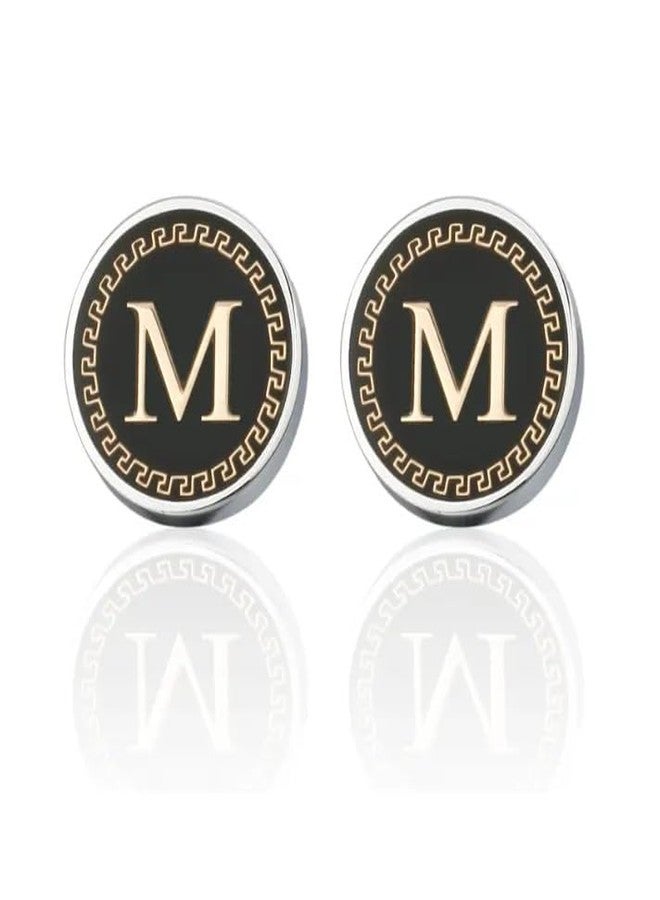 MEENAZ Cufflinks for Men Boys Cuff links Formal Stainless Steel Cufflink For Men Alphabet Letters M Birthday Gift Anniversary Husband Cuff Links Cufflinks Set Mens Boys Man Boy Valentine Gifts -11 - Image 1