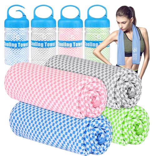 BOGI 4 Pack Cooling Towel, Cooling Towels for Neck and Face-40"x12"- Ice Towel for Instant Cooling, Soft Breathable Chilly Towel, Stay Cool for Yoga, Sport, Gym, Camping & More Activities (BGGPink4) - Image 1