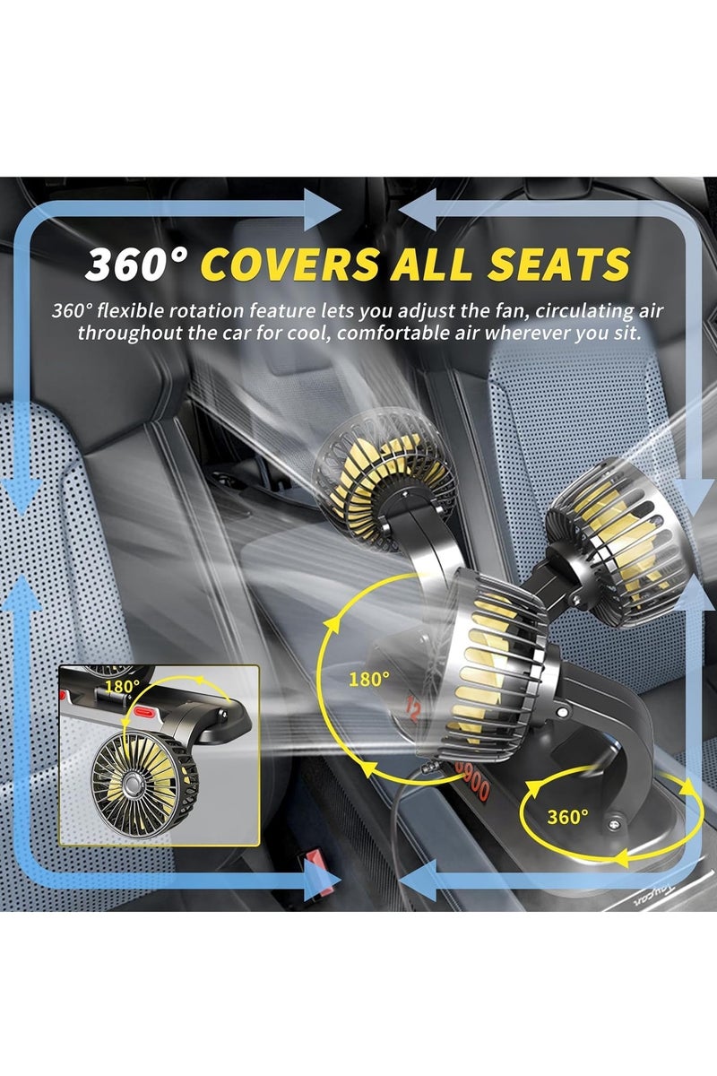 Portable 3-Head Car Cooling Fan - 2-Speed Adjustable, 360° Rotating, Cigarette Lighter Plug, Powerful Airflow for Vehicles, RVs, and SUVs - Image 1