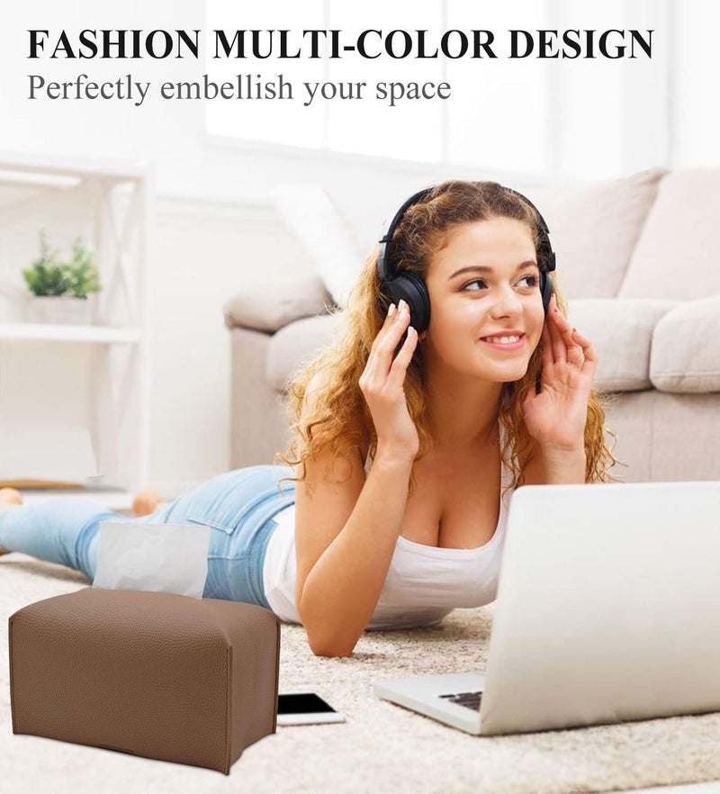 Livelab Tissue Box Cover, Rectangular Modern Decorative PU Leather Tissue Box Case Organizer Holder for Vanity Countertop, Night Stands, Livingroom, Office Desk & Car 9.5X5X5'' | Bronze - Image 3