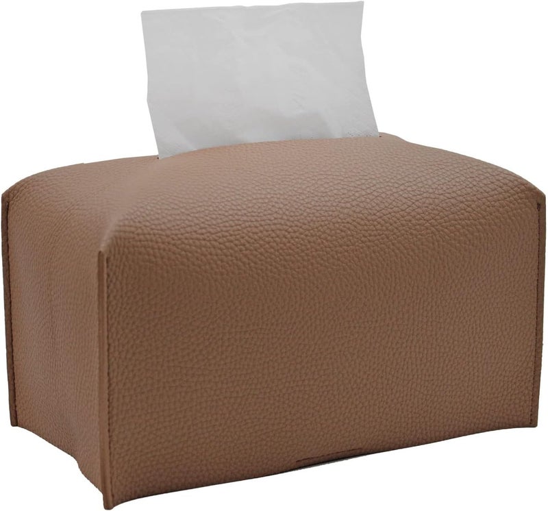 Livelab Tissue Box Cover, Rectangular Modern Decorative PU Leather Tissue Box Case Organizer Holder for Vanity Countertop, Night Stands, Livingroom, Office Desk & Car 9.5X5X5'' | Bronze - Image 1