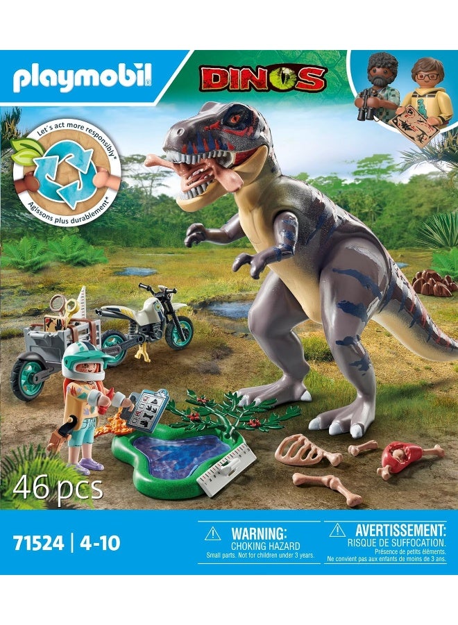 بلاي موبيل بلايموبيل مسار آثار الديناصور تي-ريكس – مجموعة لعب مع شخصيات ديناصورات، أدوات حفريات مستحاثات، وإكسسوارات مغامرة للعب إبداعي وتعليمي | موديل 71524 | لعبة إبداعية للأطفال من عمر 4 سنوات فأكثر - Image 4