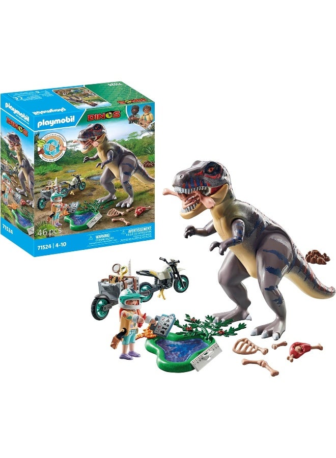 بلاي موبيل بلايموبيل مسار آثار الديناصور تي-ريكس – مجموعة لعب مع شخصيات ديناصورات، أدوات حفريات مستحاثات، وإكسسوارات مغامرة للعب إبداعي وتعليمي | موديل 71524 | لعبة إبداعية للأطفال من عمر 4 سنوات فأكثر - Image 1