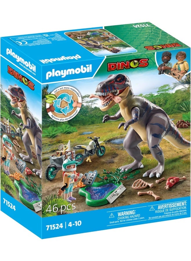 بلاي موبيل بلايموبيل مسار آثار الديناصور تي-ريكس – مجموعة لعب مع شخصيات ديناصورات، أدوات حفريات مستحاثات، وإكسسوارات مغامرة للعب إبداعي وتعليمي | موديل 71524 | لعبة إبداعية للأطفال من عمر 4 سنوات فأكثر - Image 2