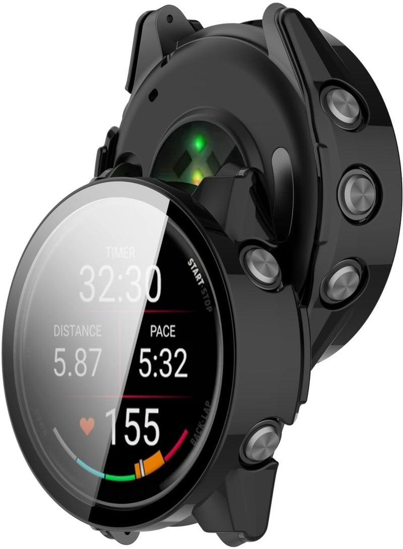 Case with Tempered Glass Screen Protector For Garmin Forerunner 970 47mm, Bumper Full Coverage Protective Hard PC Cases Face Cover for Forerunner 970 47mm Smartwatch Accessories (Black) - Image 3