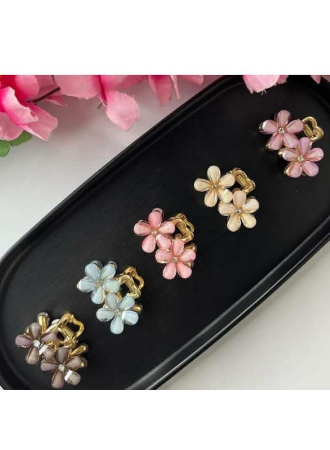 KARDIFF 3Pcs Mini Metal Hair Claw Clips for Women Alloy Claw Hair Clips for Girls Floral Rhinestone Bangs Clips Decorative Hair Accessories for womens and Girls - Image 1