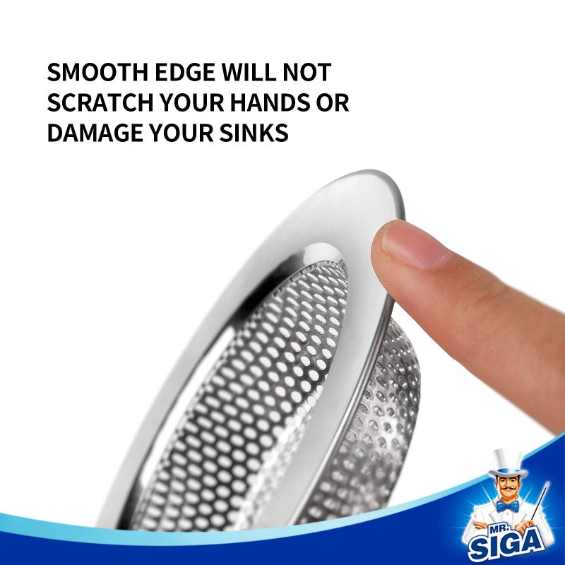 Mr Siga MR.SIGA Kitchen Sink Strainer, Stainless Steel Sink Drain Strainer, Dishwasher Safe, Outer Diameter 4.4 inch/11.2cm, Inner Diameter 3 inch/7.6cm, Pack of 3 - Image 3