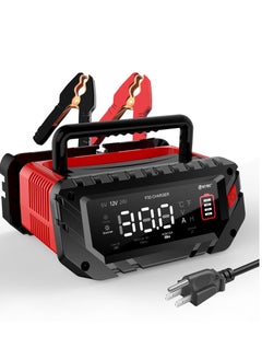 SYOSI Car Battery Charger, 6V/12V/24V Smart Automatic Automotive Charger, Portable Car Battery Charger, Battery Maintainer, Trickle Charger, for Car, Motorcycle, Boat, Lead-Acid, Lithium, LiFePo4 Battery  - Image 1