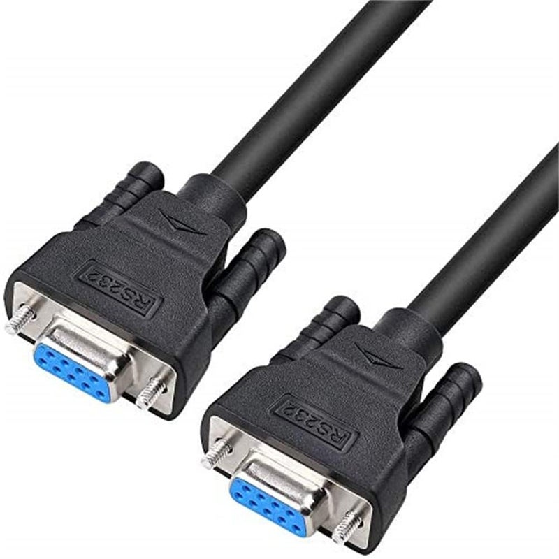D-tech Straight Through Serial DB9 Cable Female to Female 9 Pin COM Port Cord for Data Communication - Black (2M) - Image 1