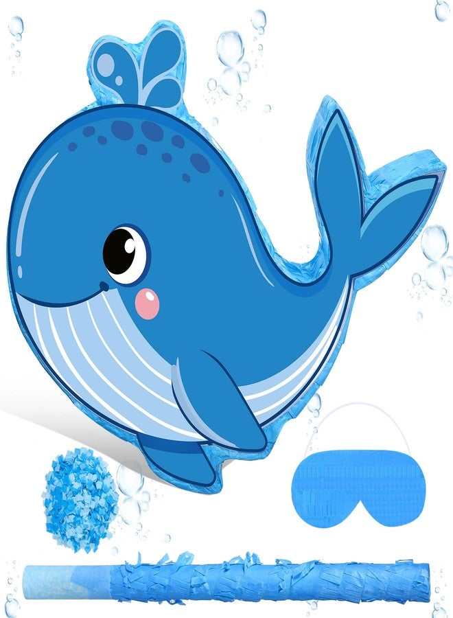 Harrycle Birthday Party Supplies Piñata with a Blindfold and Bat Under the Sea Decorations Ocean Piñata for Ocean Theme Shower Supplies, 16 x 12.6 x 3 Inch(Whale) - Image 1
