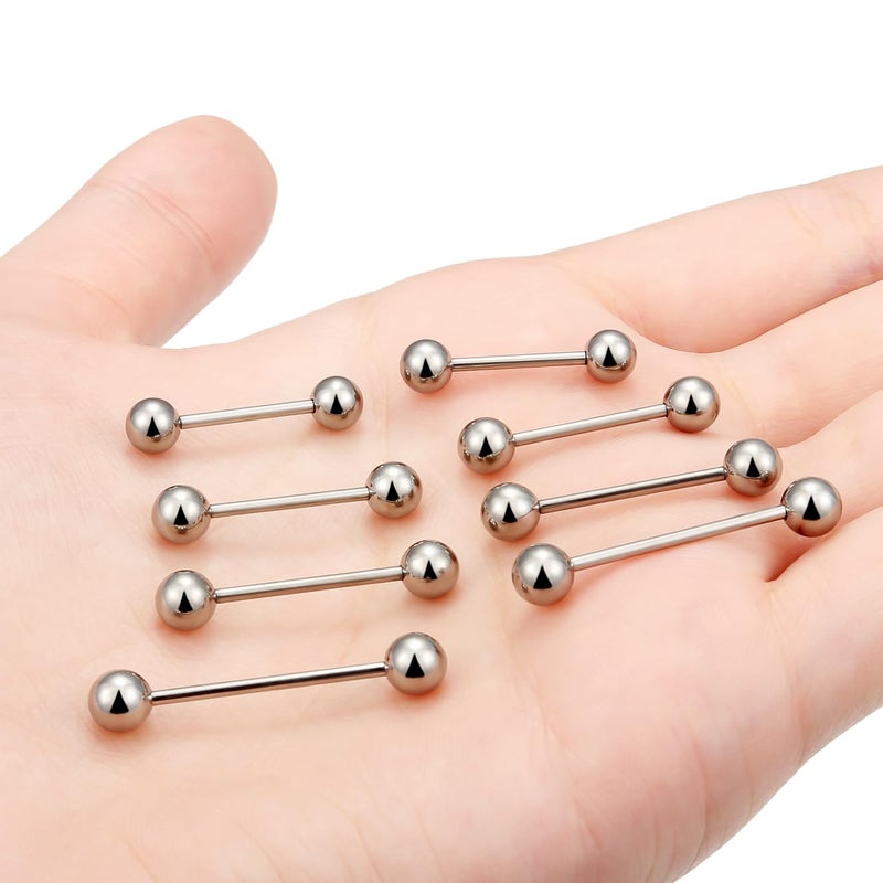 Ocptiy 14G Titanium Nipple Tongue Rings Piercing Jewelry for Women 14 Gauge Internally Threaded Long Bars Implant Grade Nipple Tongue Barbell Ring Bridge Piercing Jewelry Men 12mm 14mm 16mm 19mm Bar - Image 4