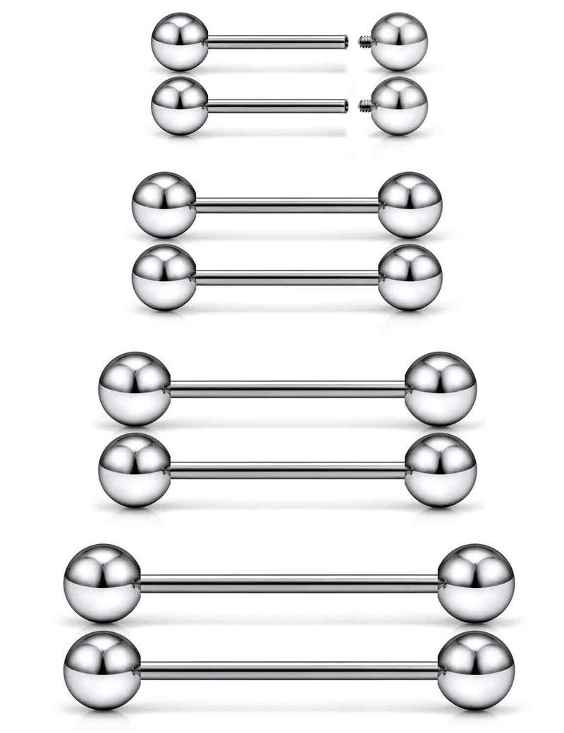 Ocptiy 14G Titanium Nipple Tongue Rings Piercing Jewelry for Women 14 Gauge Internally Threaded Long Bars Implant Grade Nipple Tongue Barbell Ring Bridge Piercing Jewelry Men 12mm 14mm 16mm 19mm Bar - Image 1