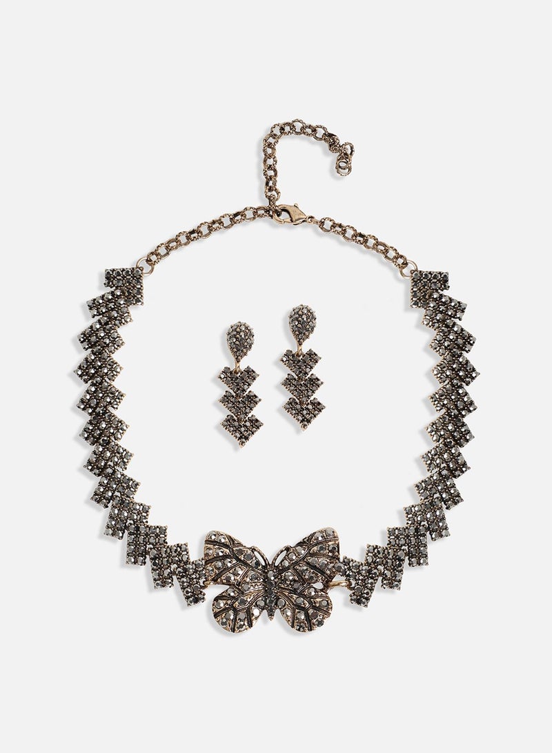 SOHI Embellished Butterfly Artificial Jewellery Set - Image 2