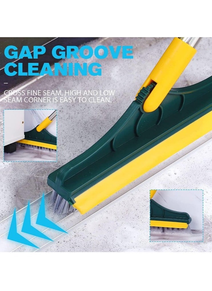 Generic - Bathroom Cleaning Brush with Space 2 in 1 Tile and Floor Scrubber Brush with Long Handle 120 Degree Rotating - Long Handle Floor Scrubber Brush for Home, Kitchen and Bathroom - 2 in 1 Cleaning Brush, New Floor Scrubber Brush with Long Handle, Shower Crack Cleaning Brush for Bathroom, Magic Kitchen Scrubber Premium Rotating, 120 Degree Triangle Scrubber Brush Head with Rubber Squeegee - V Shape Floor Scrubber Brush - Removable Brush Head for Bathroom and Tile Cleaning - Image 1