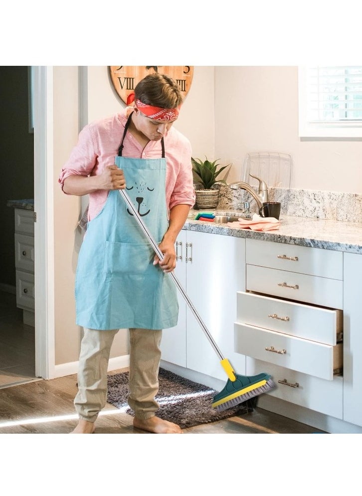 Generic - Bathroom Cleaning Brush with Space 2 in 1 Tile and Floor Scrubber Brush with Long Handle 120 Degree Rotating - Long Handle Floor Scrubber Brush for Home, Kitchen and Bathroom - 2 in 1 Cleaning Brush, New Floor Scrubber Brush with Long Handle, Shower Crack Cleaning Brush for Bathroom, Magic Kitchen Scrubber Premium Rotating, 120 Degree Triangle Scrubber Brush Head with Rubber Squeegee - V Shape Floor Scrubber Brush - Removable Brush Head for Bathroom and Tile Cleaning - Image 1