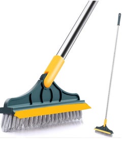 Bathroom Cleaning Brush with Space 2 in 1 Tile and Floor Scrubber Brush with Long Handle 120 Degree Rotating - Long Handle Floor Scrubber Brush for Home, Kitchen and Bathroom - 2 in 1 Cleaning Brush, New Floor Scrubber Brush with Long Handle, Shower Crack Cleaning Brush for Bathroom, Magic Kitchen Scrubber Premium Rotating, 120 Degree Triangle Scrubber Brush Head with Rubber Squeegee - V Shape Floor Scrubber Brush - Removable Brush Head for Bathroom and Tile Cleaning