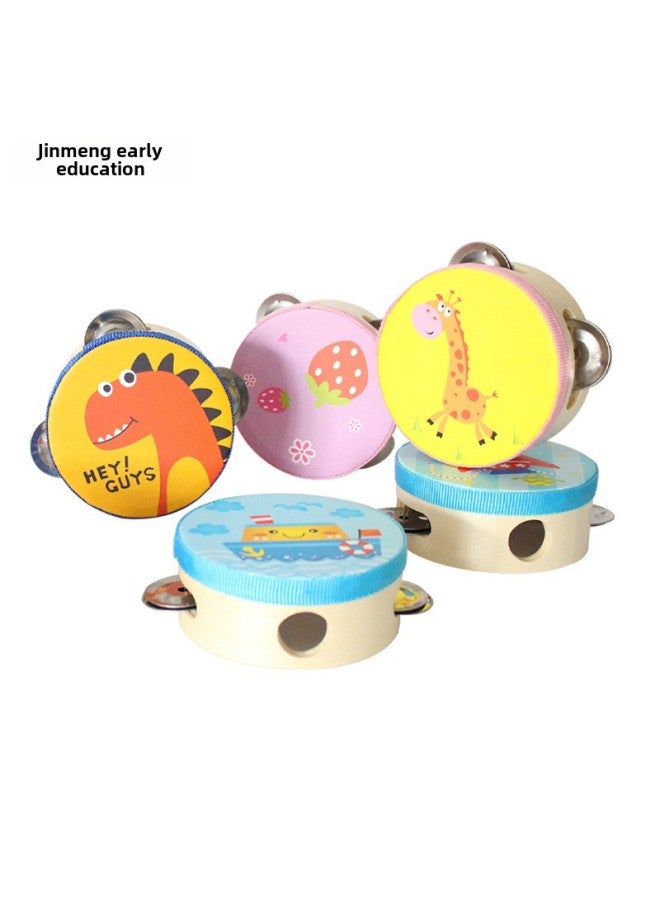 Orff Percussion Instrument Xinjiang Dance Kindergarten Teaching Aids Hand Clap 4 Inch Tambourine Children's Toys 10cm Drum-Color:10cm Plastic Circle Fox And Bear (Style)  - Image 3