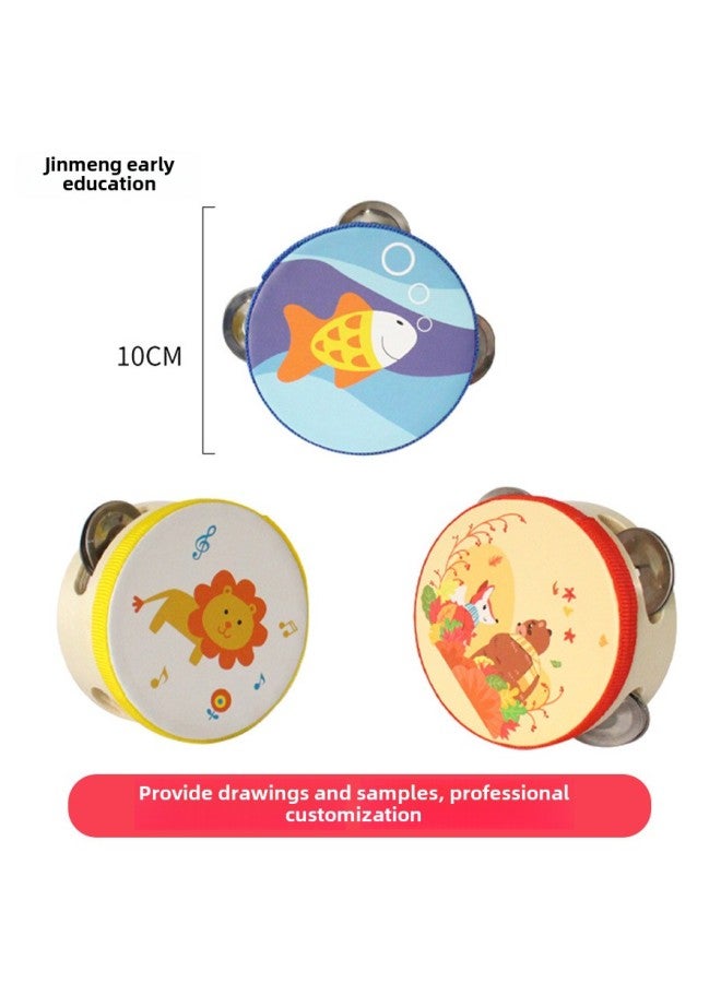 Orff Percussion Instrument Xinjiang Dance Kindergarten Teaching Aids Hand Clap 4 Inch Tambourine Children's Toys 10cm Drum-Color:10cm Plastic Circle Fox And Bear (Style)  - Image 2