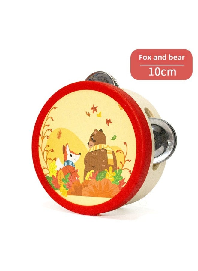 Orff Percussion Instrument Xinjiang Dance Kindergarten Teaching Aids Hand Clap 4 Inch Tambourine Children's Toys 10cm Drum-Color:10cm Plastic Circle Fox And Bear (Style)  - Image 1