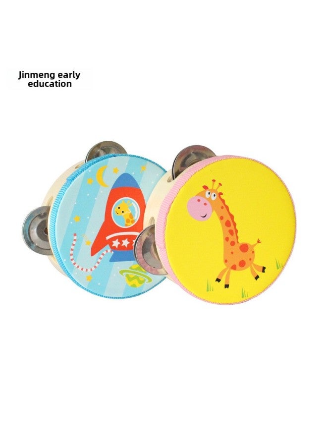 Orff Percussion Instrument Xinjiang Dance Kindergarten Teaching Aids Hand Clap 4 Inch Tambourine Children's Toys 10cm Drum-Color:10cm Plastic Circle Fox And Bear (Style)  - Image 5