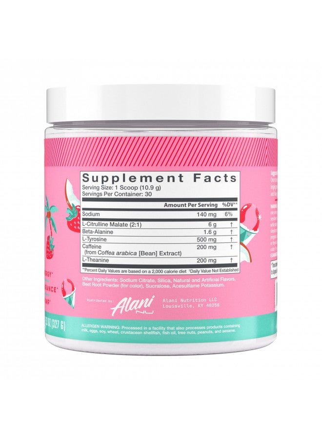 Alani Nu Alani Nu Pre Workout Supplement Powder for Energy, Endurance & Pump, Sugar Free, 200mg Caffeine, Formulated with Amino Acids Like L-Theanine to Prevent Crashing, Hawaiian Shaved Ice 30 Servings  - Image 3