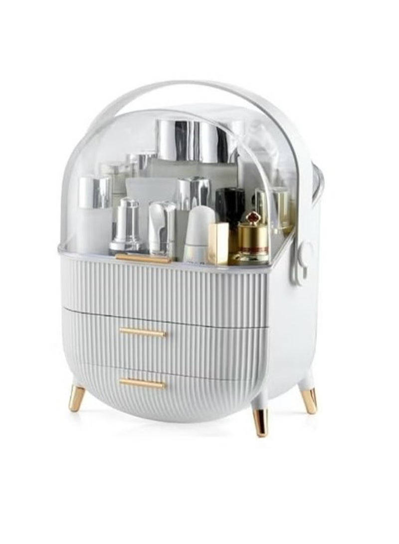 منظم مكياج محمول مع أدراج كبيرة وغطاء قابل للطي، حقيبة مستحضرات تجميل أنيقة وعملية للاستخدام اليومي أثناء السفر أو لفناني المكياج المحترفين - Image 1