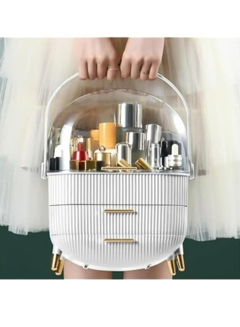 منظم مكياج محمول مع أدراج كبيرة وغطاء قابل للطي، حقيبة مستحضرات تجميل أنيقة وعملية للاستخدام اليومي أثناء السفر أو لفناني المكياج المحترفين - Image 2
