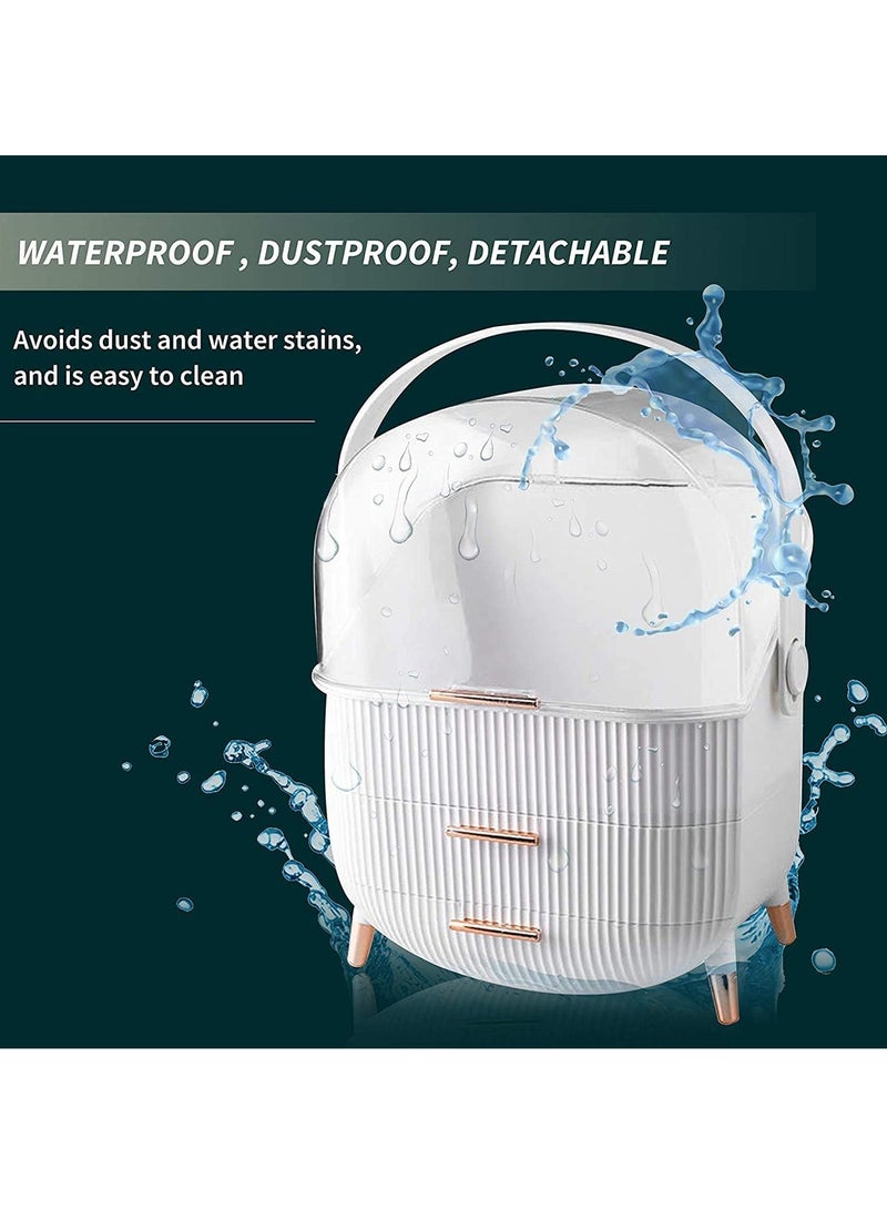 منظم مكياج محمول مع أدراج كبيرة وغطاء قابل للطي، حقيبة مستحضرات تجميل أنيقة وعملية للاستخدام اليومي أثناء السفر أو لفناني المكياج المحترفين - Image 3