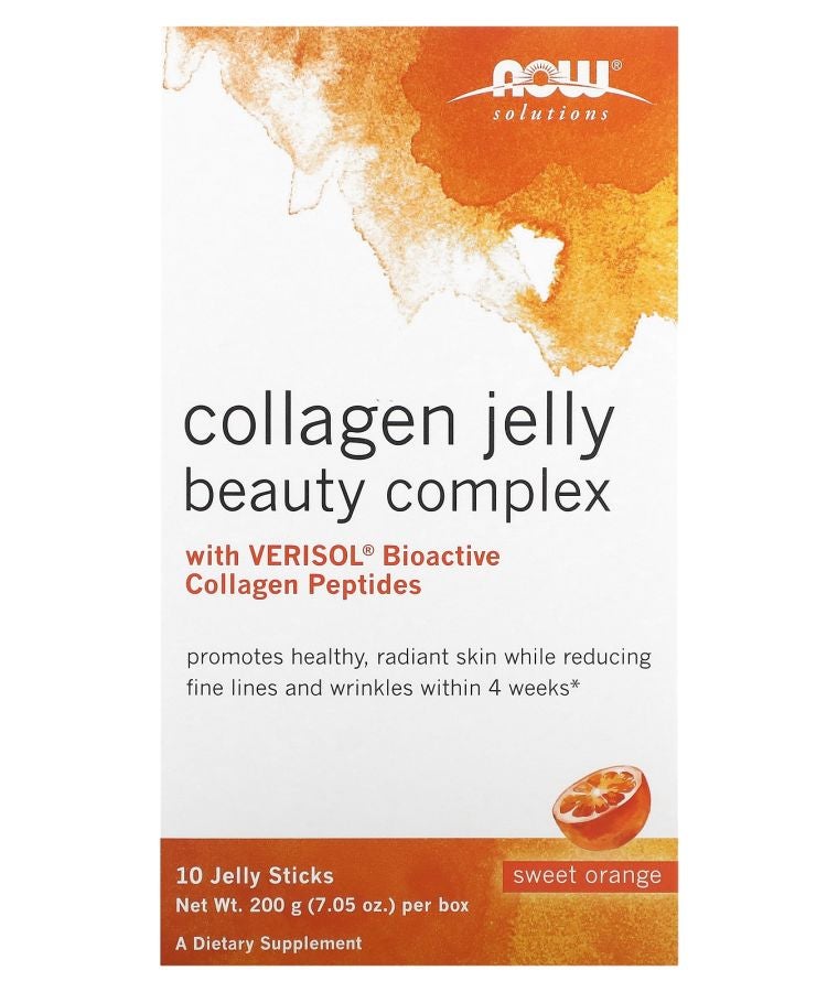 now Solutions Collagen Jelly Beauty Complex Sweet Orange 10 Jelly Sticks 0.705 oz (20 g) Each