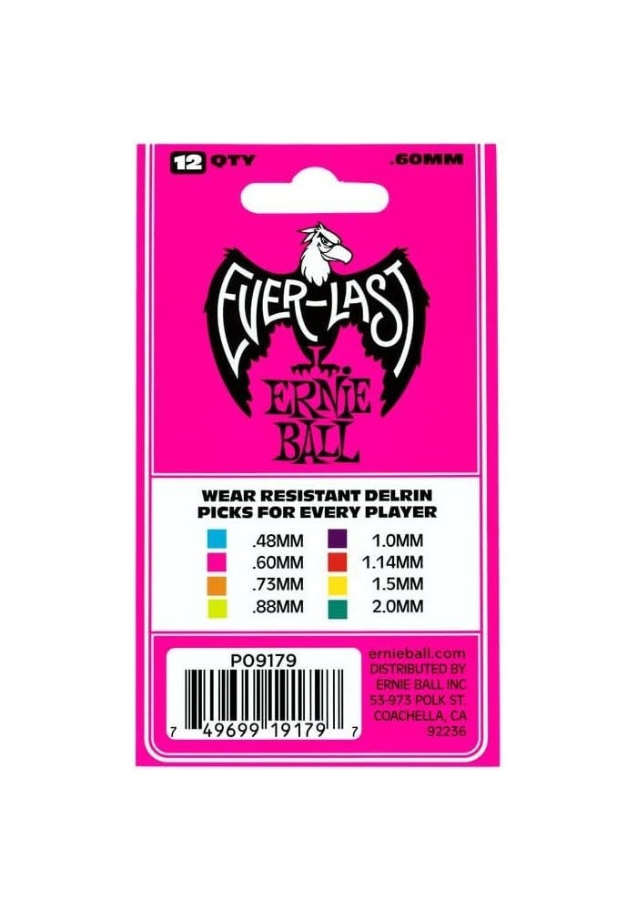 Ernie Ball .60 mm Pink Everlast Guitar Picks - 12 Pack - Image 3