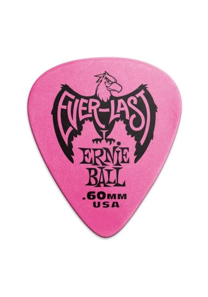 Ernie Ball .60 mm Pink Everlast Guitar Picks - 12 Pack - Image 1