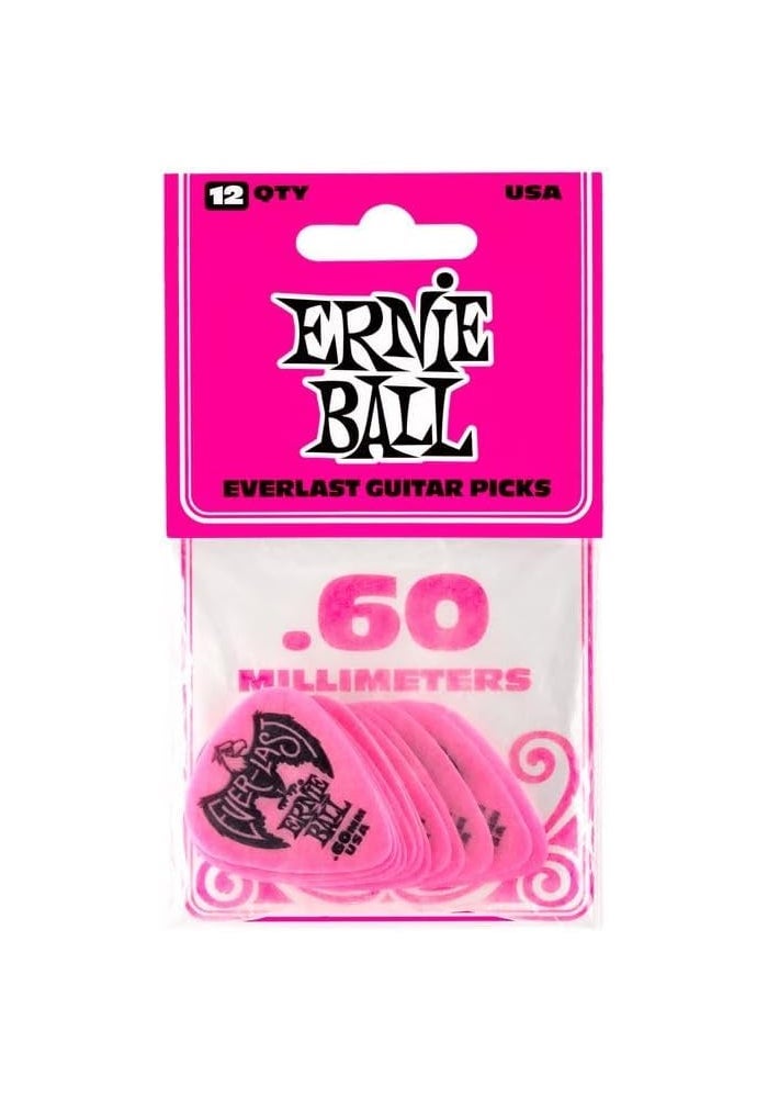 Ernie Ball .60 mm Pink Everlast Guitar Picks - 12 Pack - Image 2