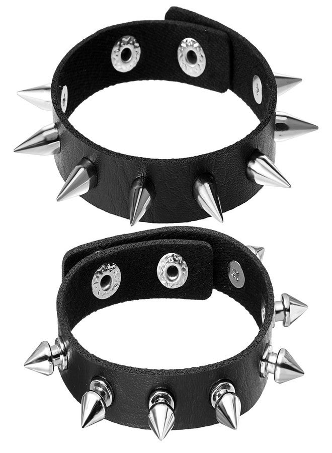 Yolev 2PCS Spiked Bracelets Black Emo bracelets for Men Women Adjustable Halloween Rock Braided Rivets Wristband Goth Bracelet Punk Accessories - Image 1