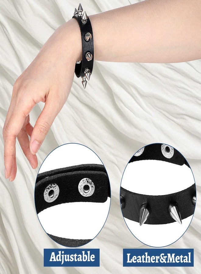 Yolev 2PCS Spiked Bracelets Black Emo bracelets for Men Women Adjustable Halloween Rock Braided Rivets Wristband Goth Bracelet Punk Accessories - Image 3